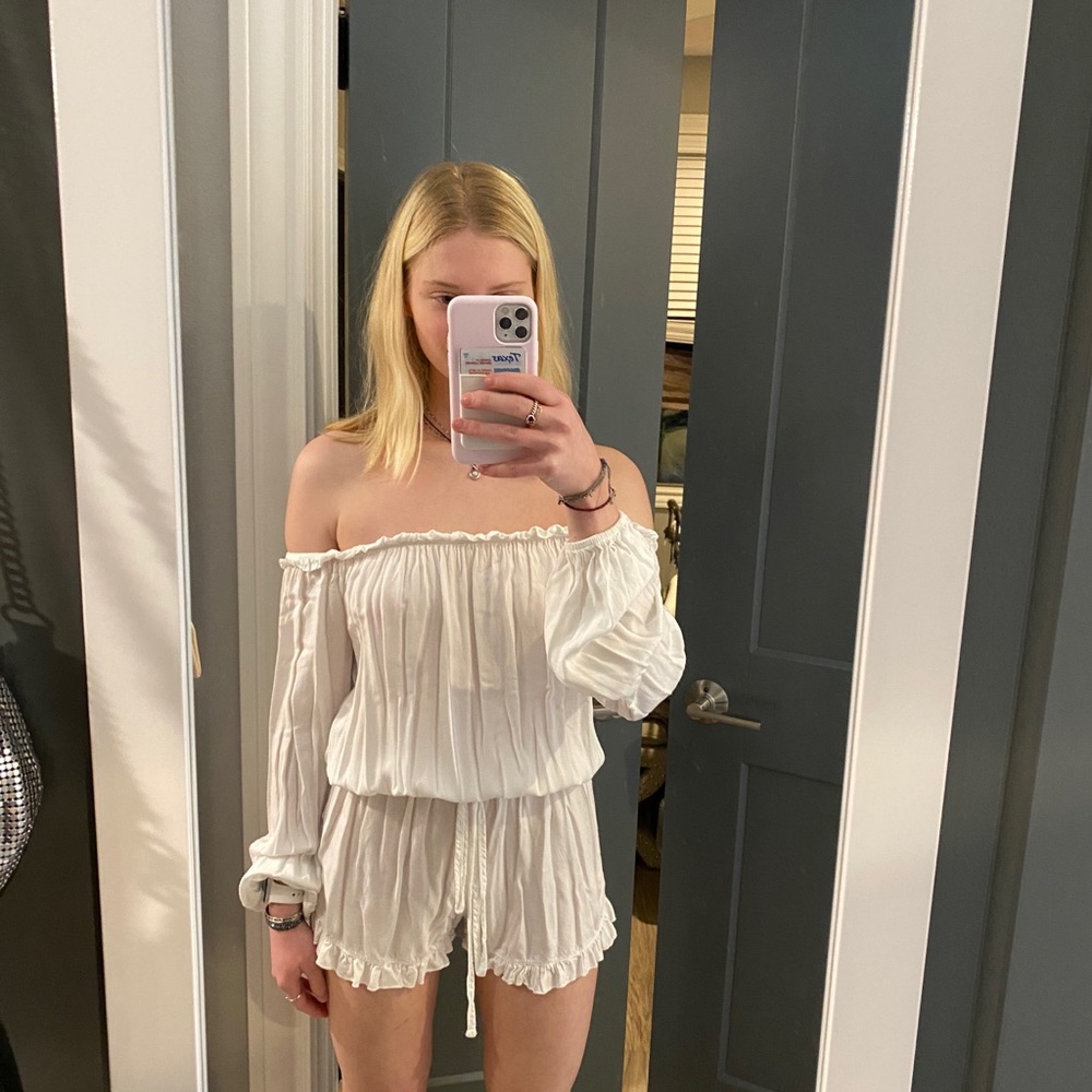 brandy melville white strapless romper (john galt)